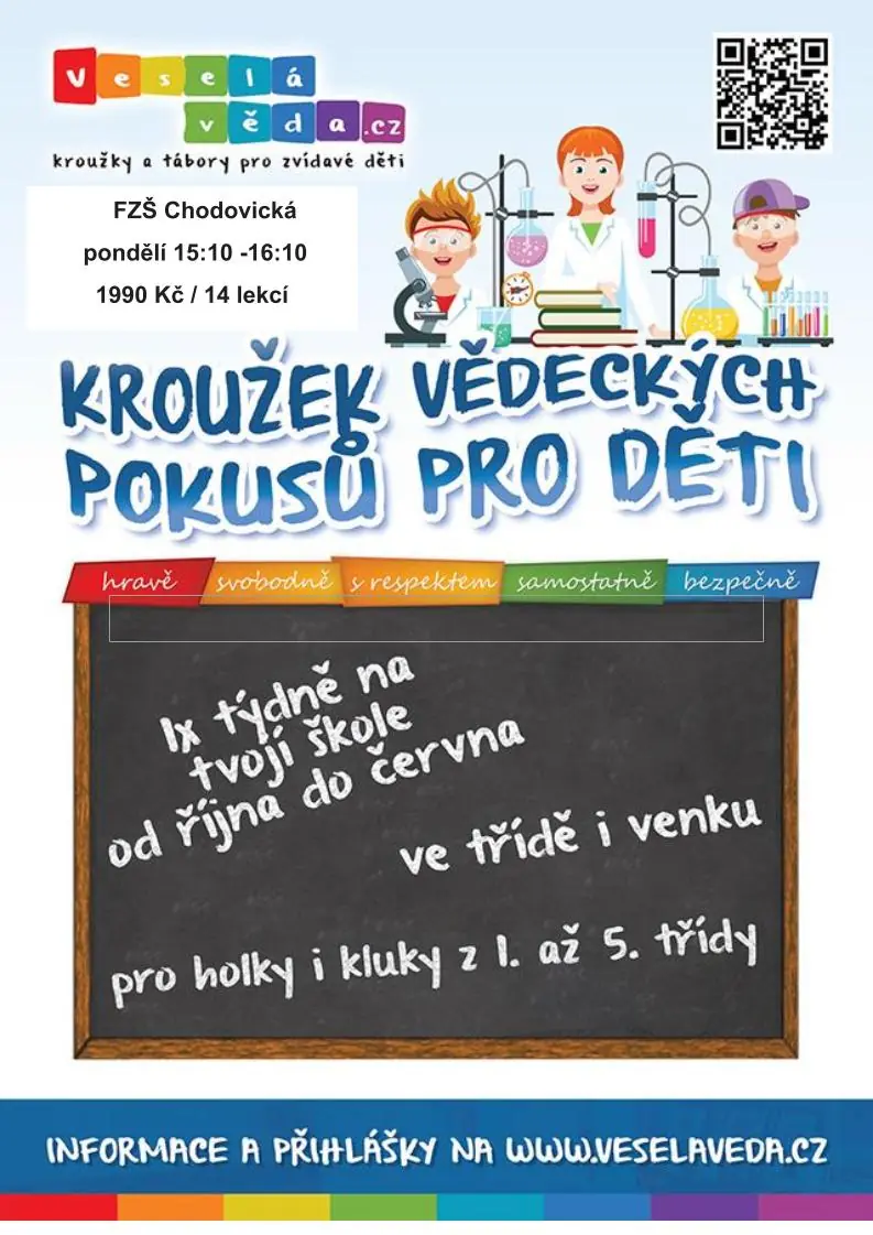 Plakát Veselá věda – Kroužek vědeckých pokusů pro děti